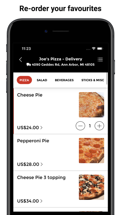 Joe's Pizza App Screenshot