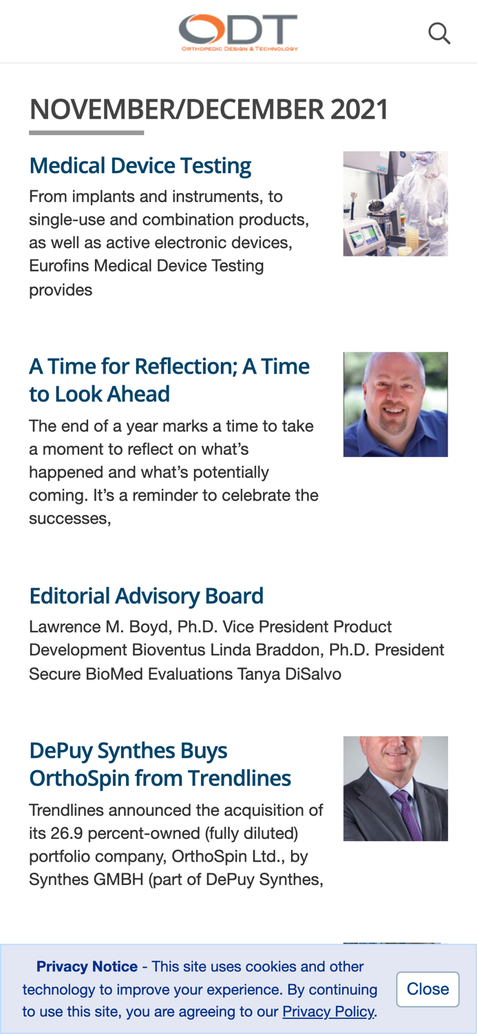 Orthopedic Design and Technology