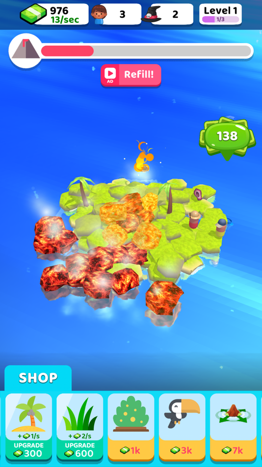 #2. Volcano Island - Idle Sim (iOS) Podle: Amuzo Games Ltd