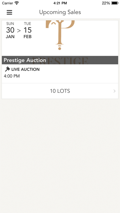 Prestige Auction Screenshot