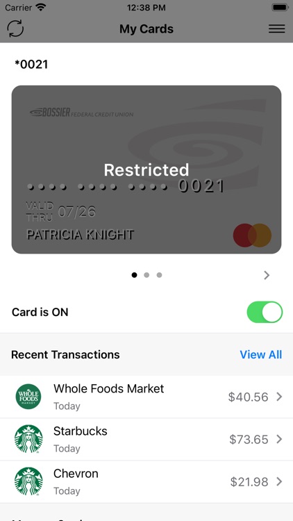 Bossier Federal Card Control