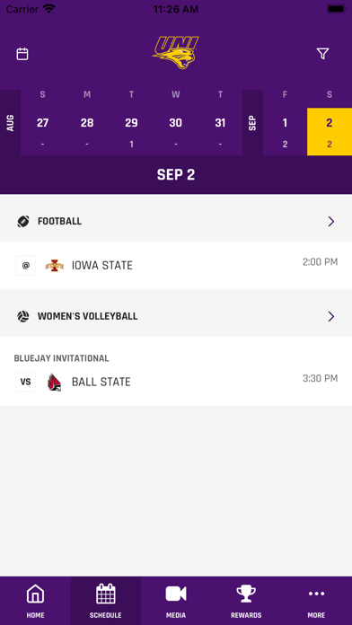 UNI Panther Athletics Screenshot