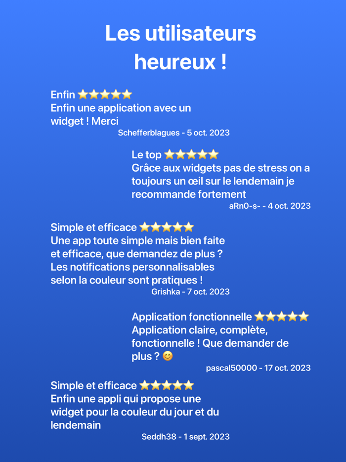 Couleur Tempo edf widget info