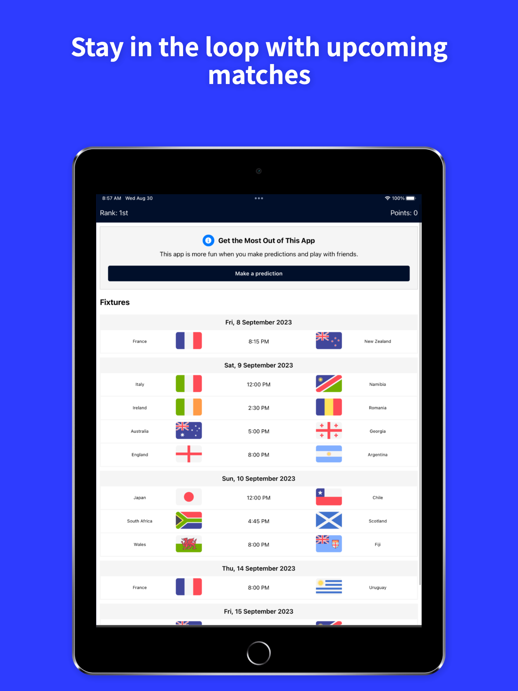 Rugby Cup Predictor screenshot 13