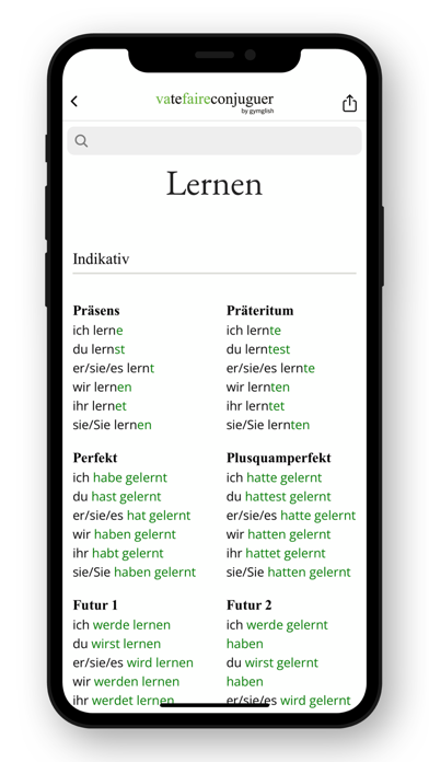 German conjugation Screenshot