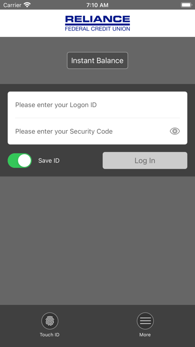 Reliance Federal Credit Union Screenshot