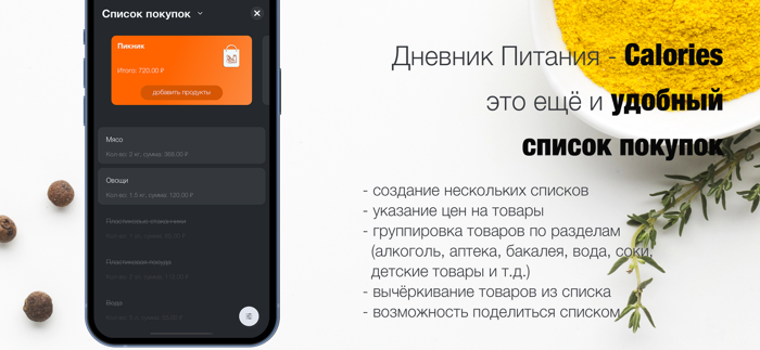 Дневник Питания - Calories