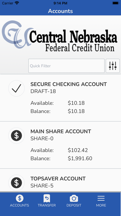 Central Nebraska FCU MemberNet Screenshot