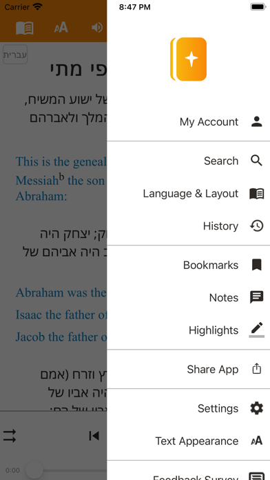 Hebrew New Testament Bible Screenshot