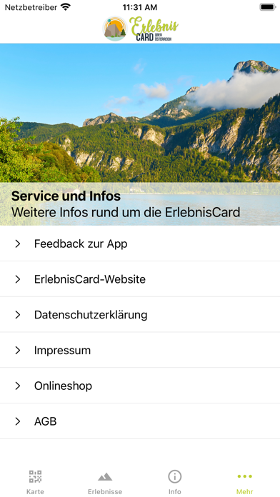ErlebnisCard Oberösterreich Screenshot
