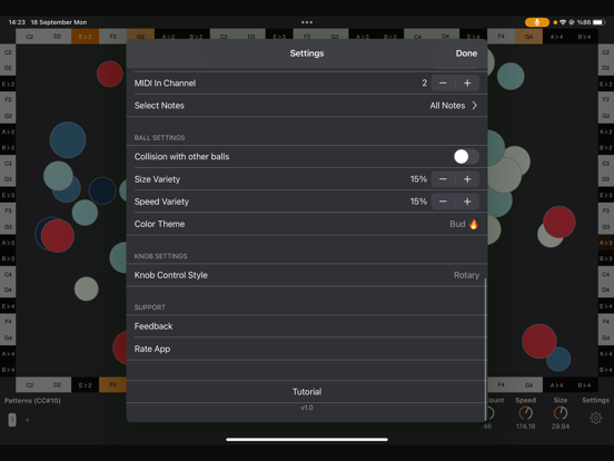 BounceBud Physics Based MIDI iPad screenshot 5 - Music app