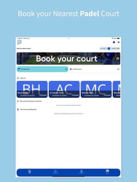 Padel House Eg iPad screenshot 1 - Sports app