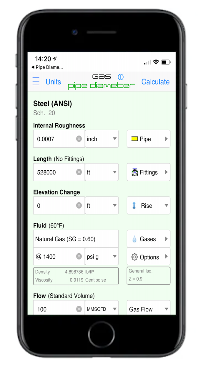 Pipe Flow Gas Pipe Diameter