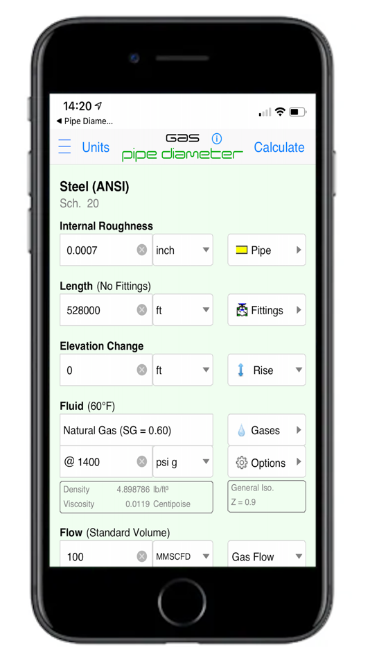#1. Pipe Flow Gas Pipe Diameter (iOS) Podle: Pipe Flow Software