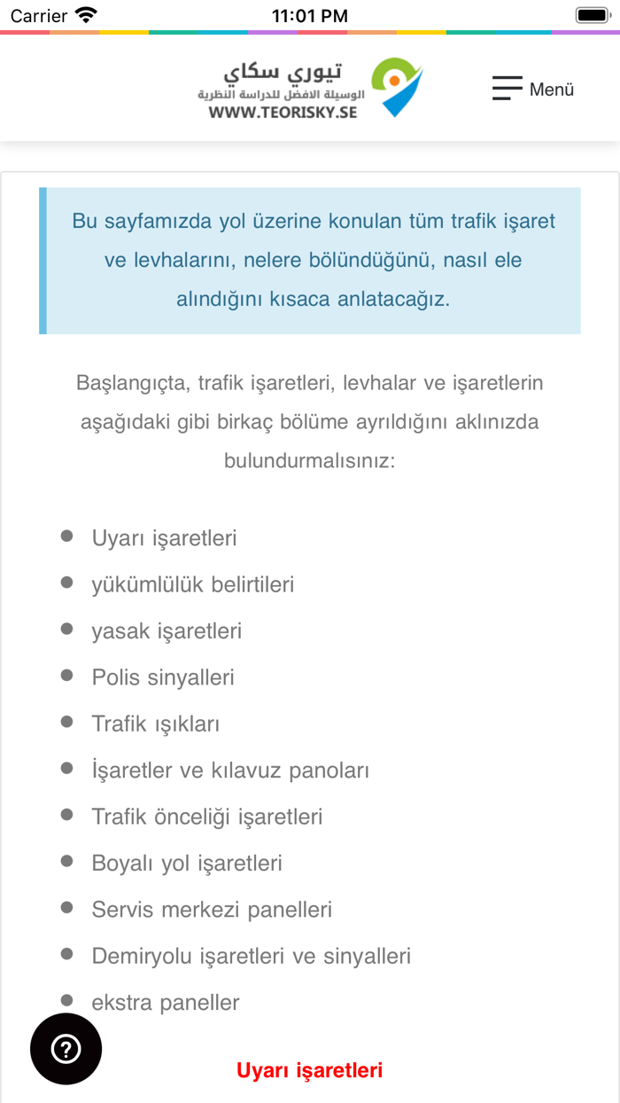 Teori B körkort - Turkiska