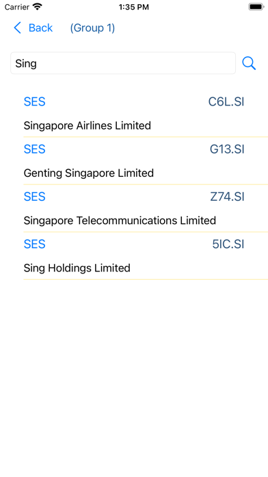 Singapore Stock Quotes Screenshot