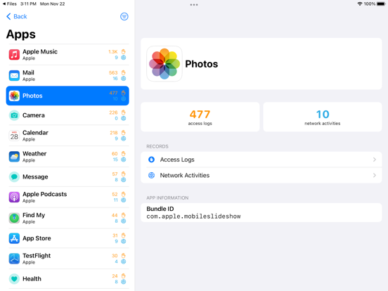 Screenshot #5 pour App Privacy Insights
