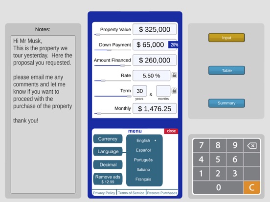 Mortgage Calc. iPad screenshot 4 - Finance app
