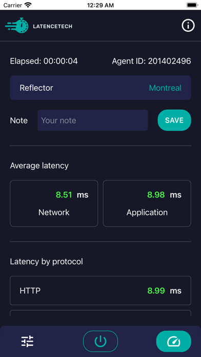 Mobile Latency Measurement Screenshot