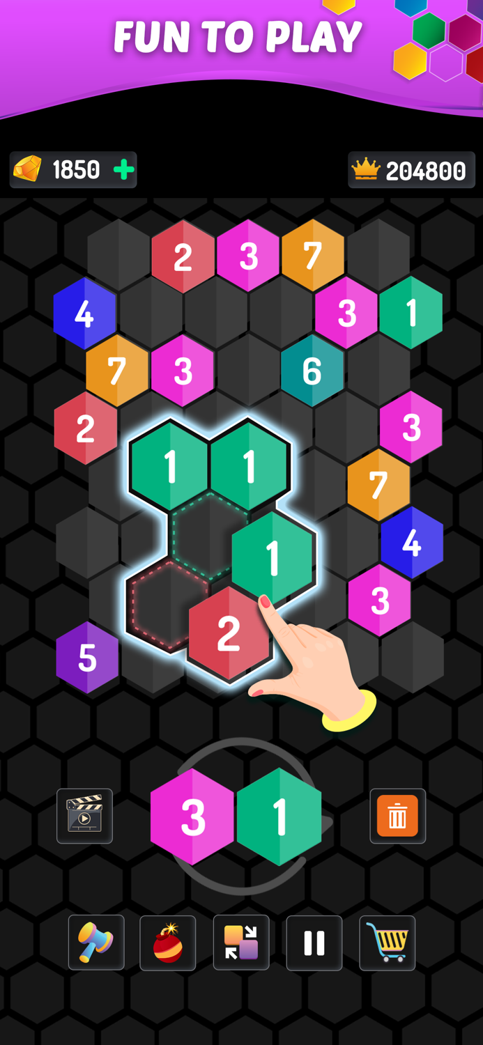 Merge Hexa Number Puzzle Game