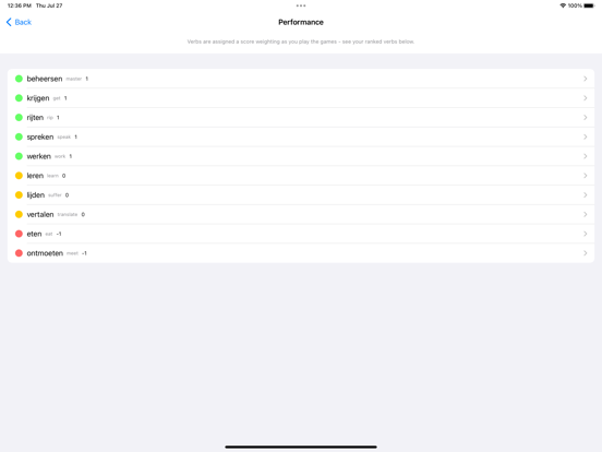 Dutch Verb Blitz iPad app afbeelding 8