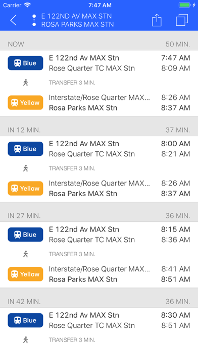 ezRide Portland TriMet Transit Screenshot