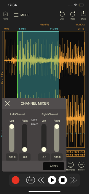 ภาพหน้าจอของโปรแกรมแก้ไขเสียง Wavebox