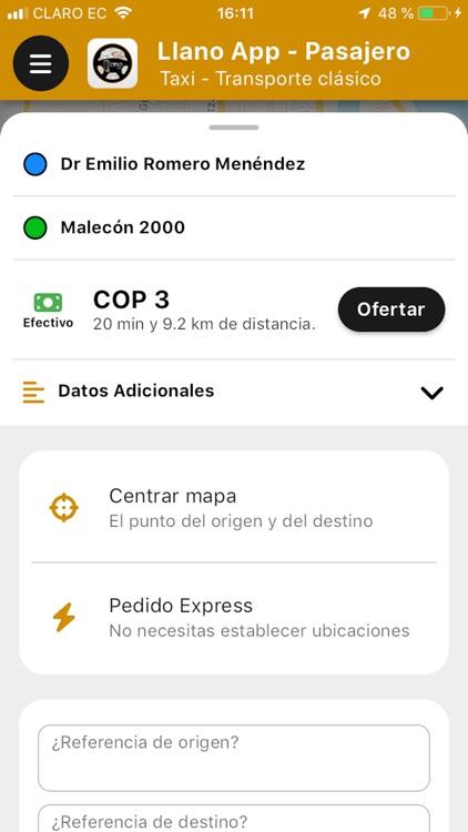 Llano App - Pasajero