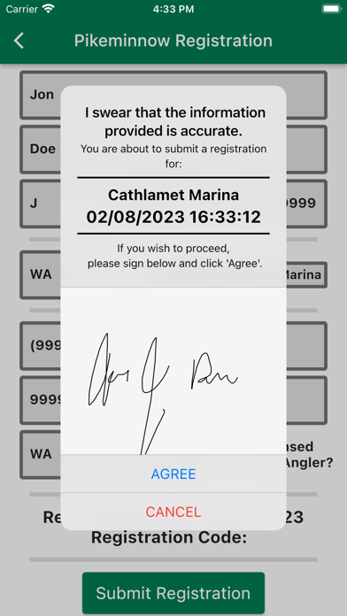 Pikeminnow Registration Screenshot