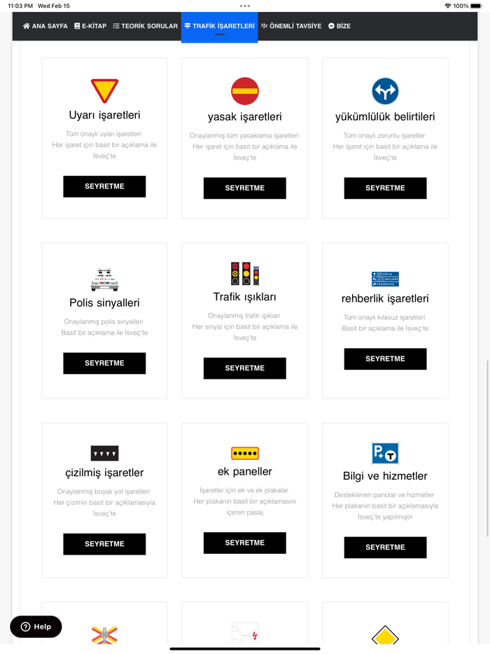 Teori B körkort - Turkiska