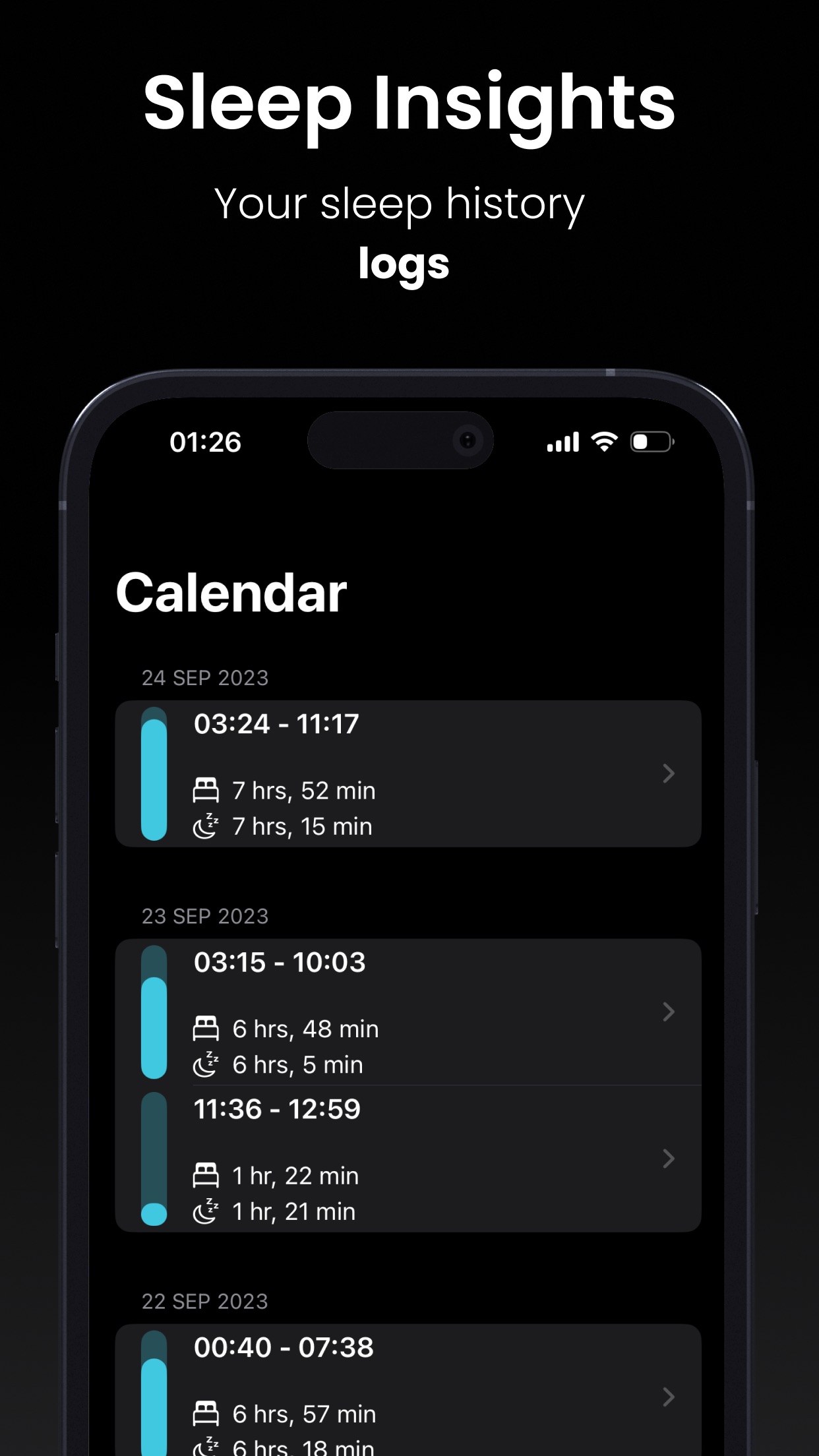 Screenshot do app NapBot - Auto Sleep Tracker