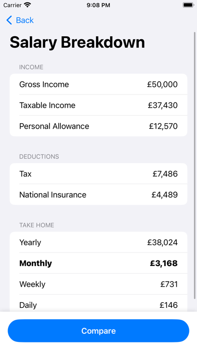 UK Income Tax Calculator Screenshot