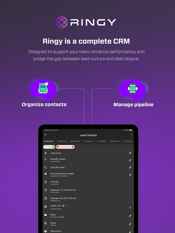 Ringy CRM iPad screenshot 8 - Business app