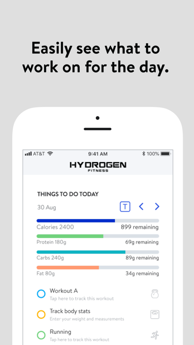 Hydrogen Fitness App Screenshot