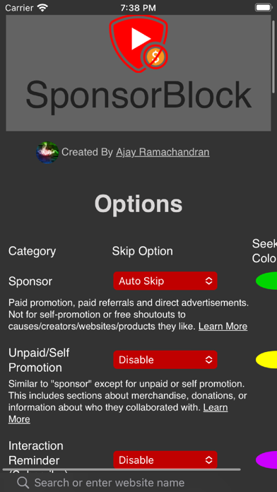 SponsorBlock for Safari Screenshot