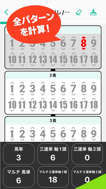 競馬点数で予想 馬券点数のオッズを計算して購入する電卓