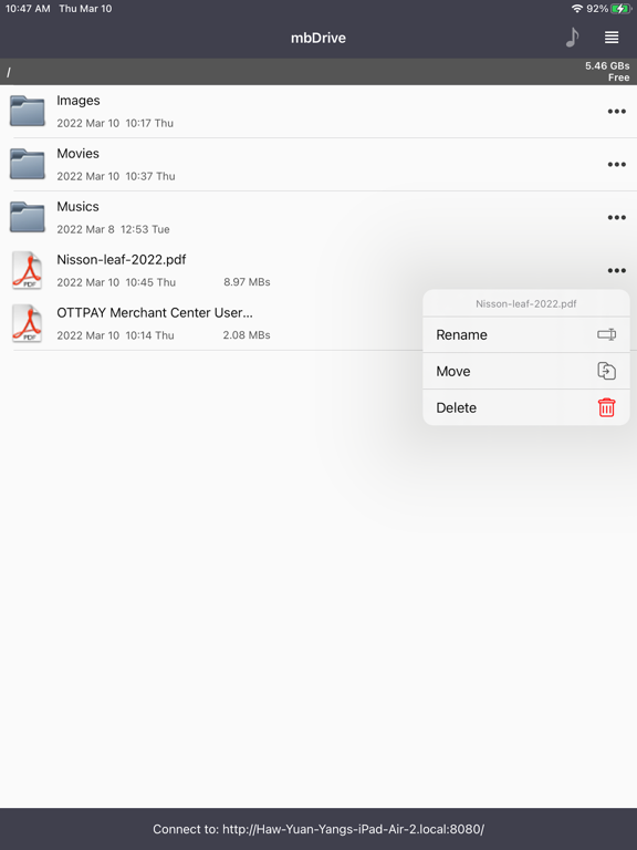 Screenshot #5 pour mbDrive Lite - WiFi flash disk