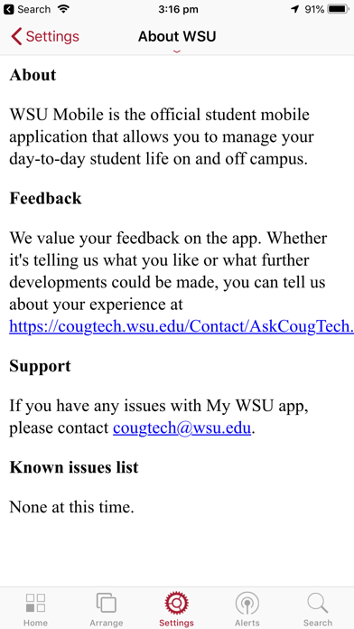 WSU Mobile Screenshot