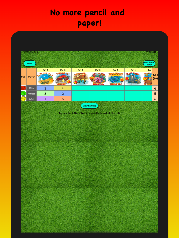 Pelly's Mini Golf Scorecard iPad screenshot 5 - Productivity app