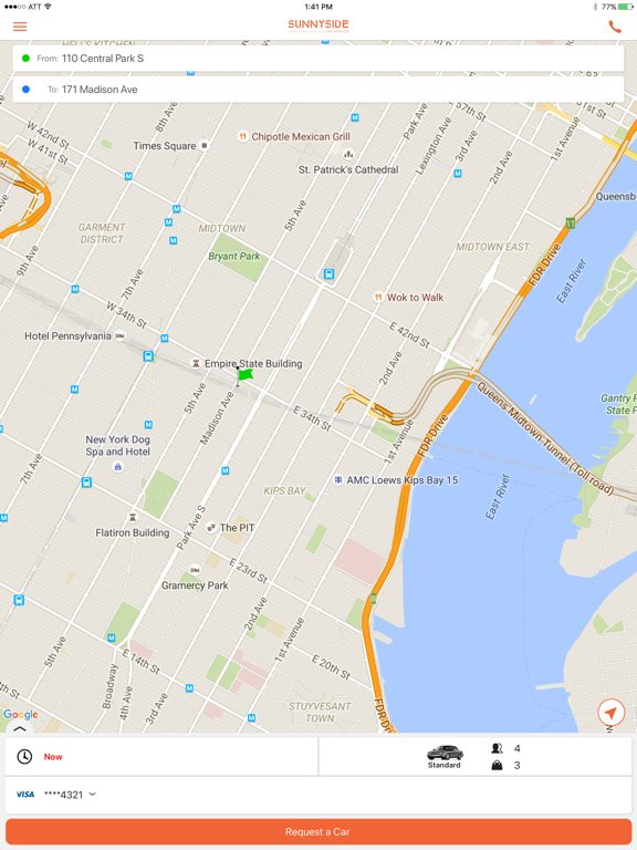 Sunnyside Car Service iPad screenshot 5 - Travel app