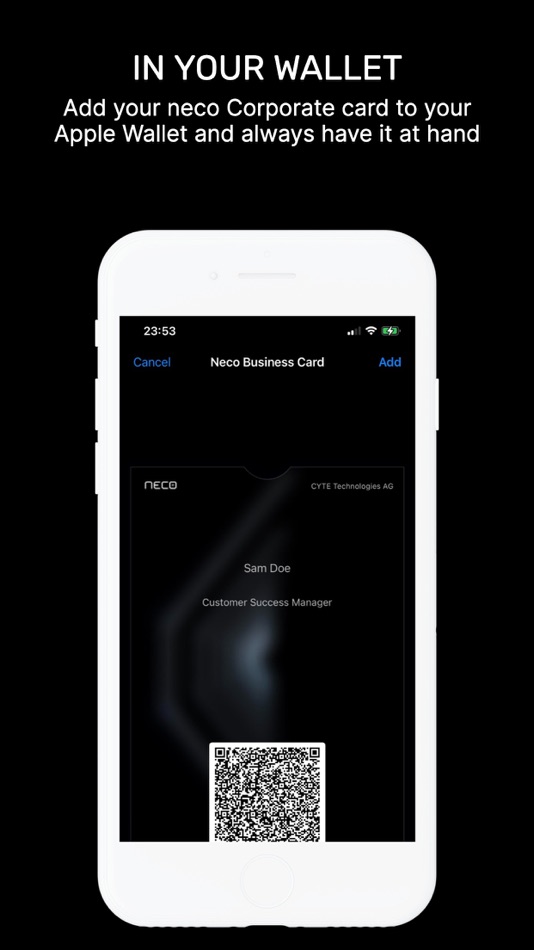 #9. neco - digital business card (iOS) Podle: CYTE Technologies AG