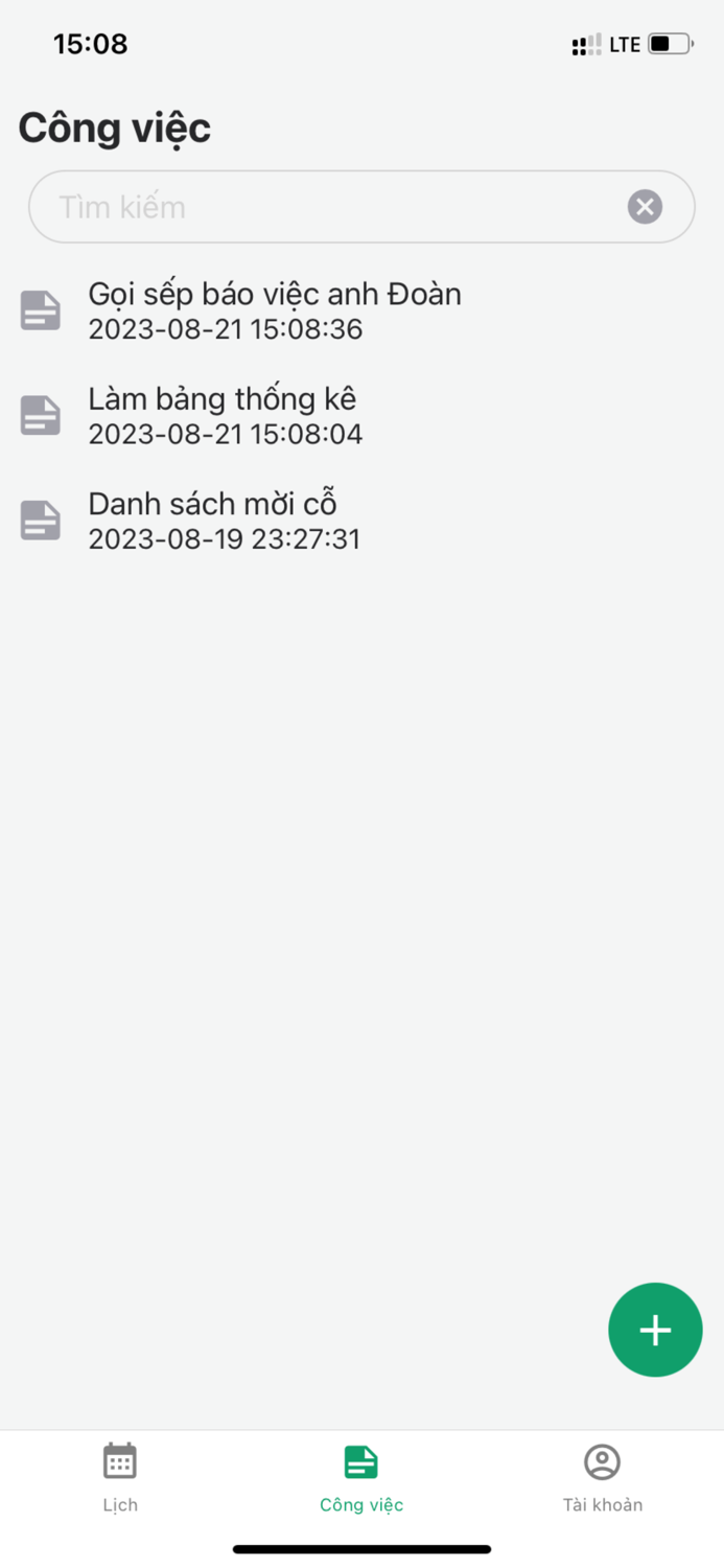 Lịch làm việc - Công việc