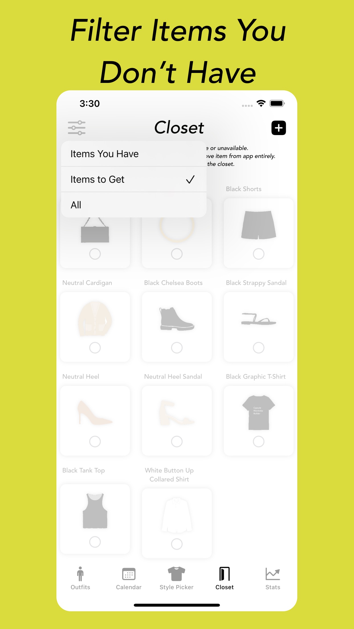 Screenshot do app Capsule Wardrobe Builder