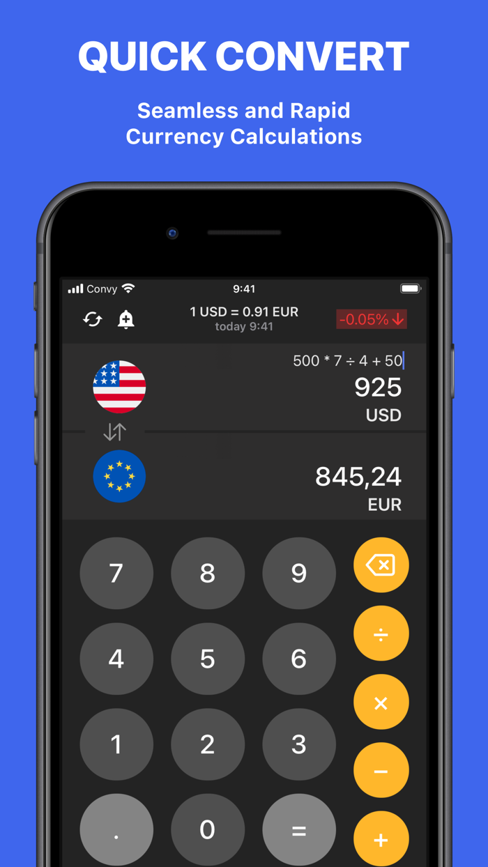 Currency converter by Convy