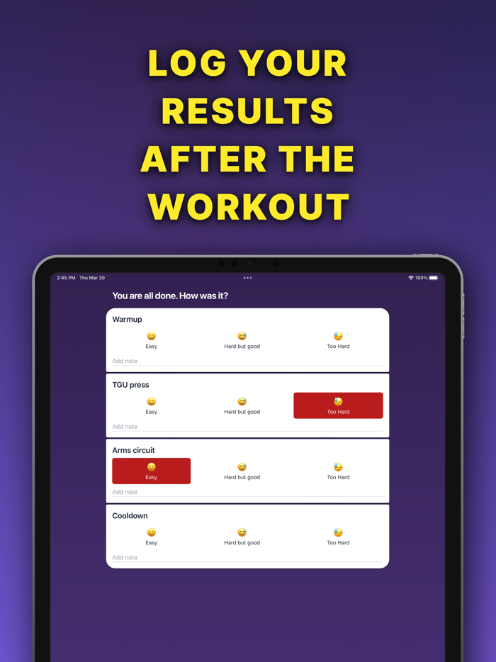 YAWPlan – workout planner