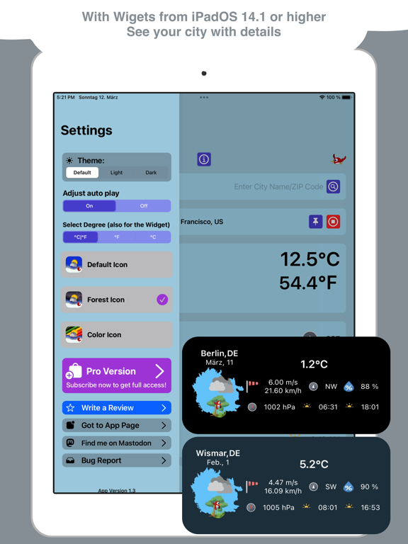 Birdy Weather iPad screenshot 1 - Weather app