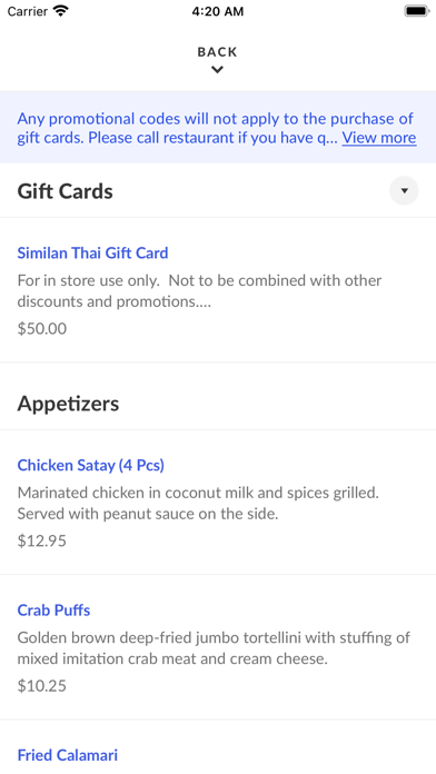 Similan Thai Cuisine Screenshot