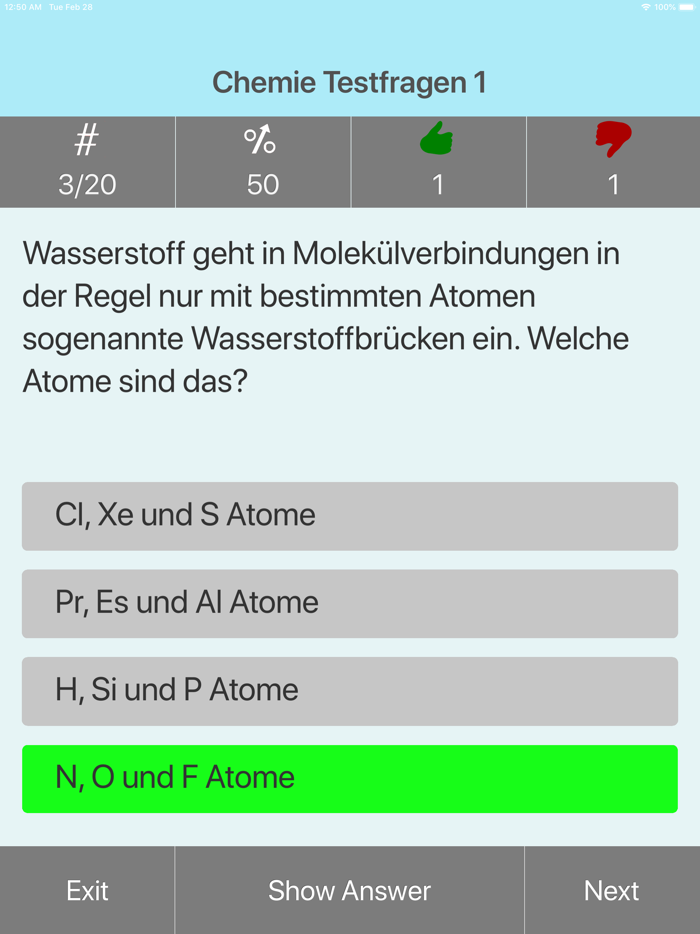 Der Chemie Testfragen