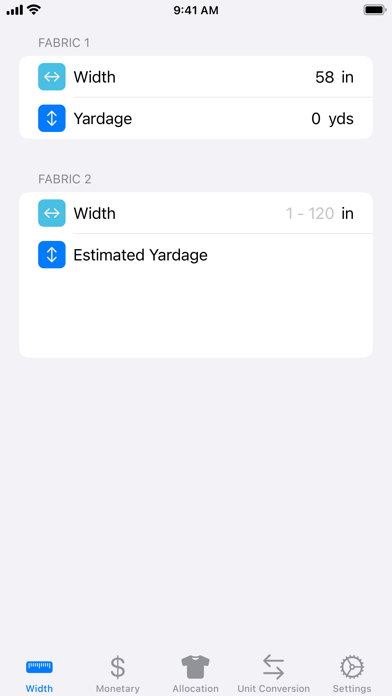 Fabric Calc Screenshot