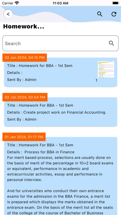 Student's Application Screenshot